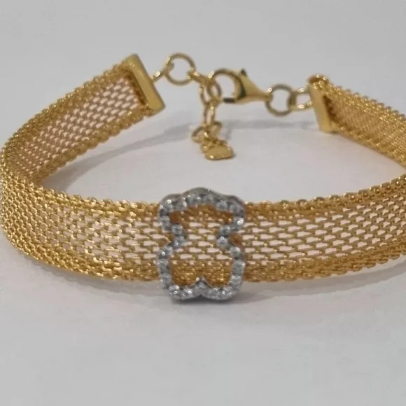 (SOLD)Tous White And Yellow Bear Mesh Bracelet - Picture 2 of 10